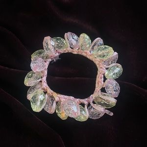 Beautiful Handmade Vintage Bracelet With Rose and Light Yellow Droplets
